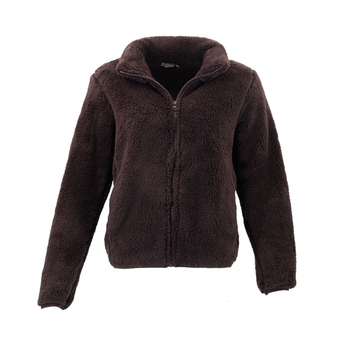 FIL Women's Sherpa Jacket Fleece Winter Warm Soft Teddy Coat - Coffee [Size: 18]
