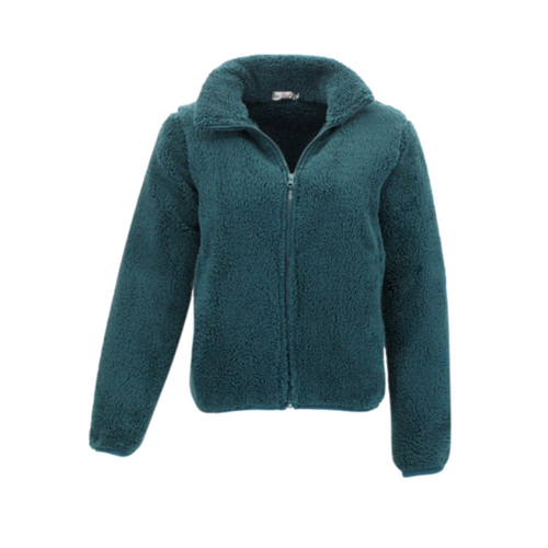 FIL Women's Sherpa Jacket Fleece Winter Warm Soft Teddy Casual Coat - Dark Green [Size: 8]