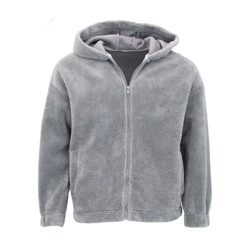 Men's Sherpa Fleece Zip Hoodie 380gsm - Grey [Size: S]