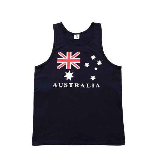 Mens Singlet T Shirt Australian Australia Souvenir Cotton - Flag/Navy [Size: S]