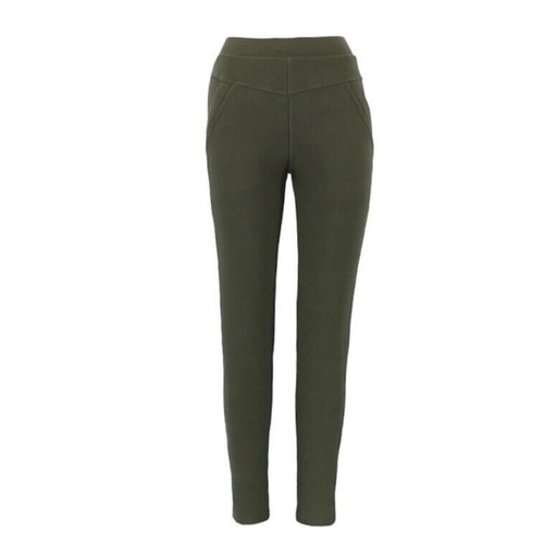 Women's Stretch Winter Slim Thermal Thick Fleece Lined Pants - Dark Green [Size: 8]