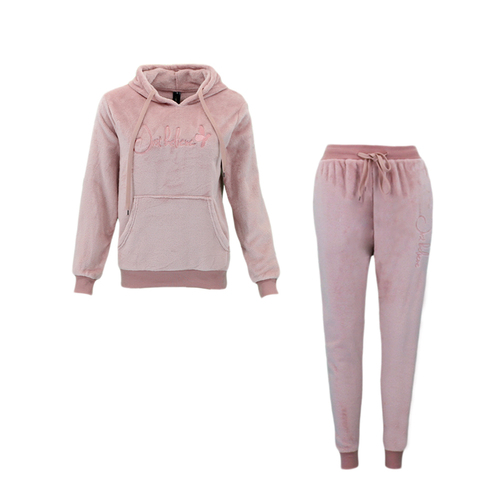 FIL Women's Fleece 2pc Set Hoodie Track Pants - Believe/Dusty Pink [Size: 10]