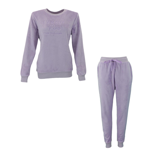 FIL Women's 2pc Set Velvet Fleece Loungewear - L'AMOUR- Light Purple [Size: 10]