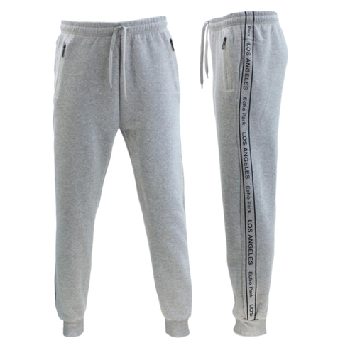 FIL Men's Fleece Track Pants Zipped Pockets LOS ANGELES - Light Grey [Size: M]