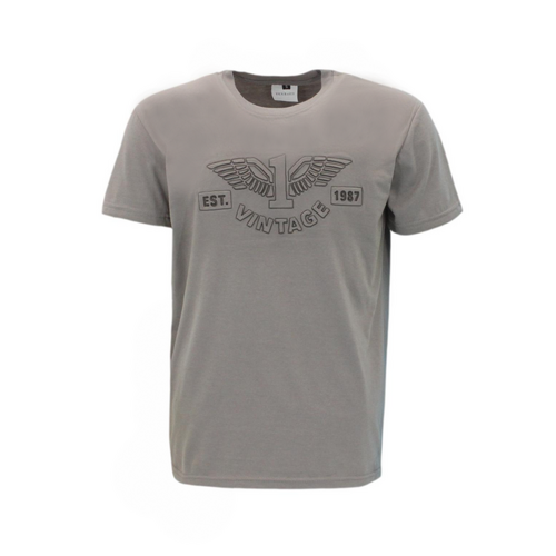 FIL Men's Embossed Cotton T-shirt - Vintage B/Taupe [Size: S]
