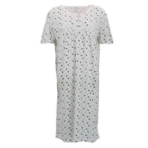 FIL Women's Ladies Cotton Night Gown Pajamas Sleepwear - Flowers (Purple) [Size: 22]