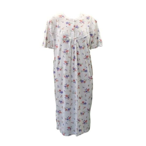 FIL Women's Ladies Cotton Night Gown Pajamas Sleepwear - Flowers (Red/Purple) [Size: 20]