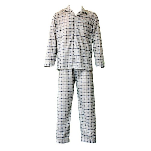 Men's 100% Cotton Light Weight Pajamas Pyjamas PJs Set Two Piece/ Blue [Size: M]