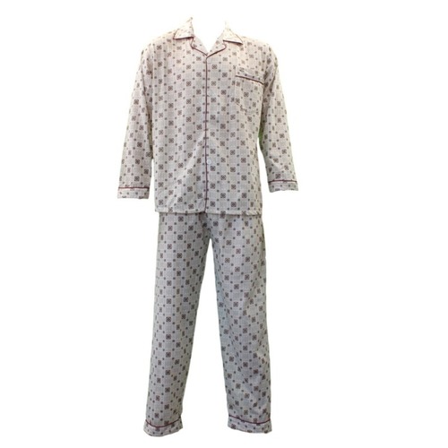 Men's 100% Cotton Light Weight Pajamas Pyjamas PJs Set Two Piece/Brown [Size: S]