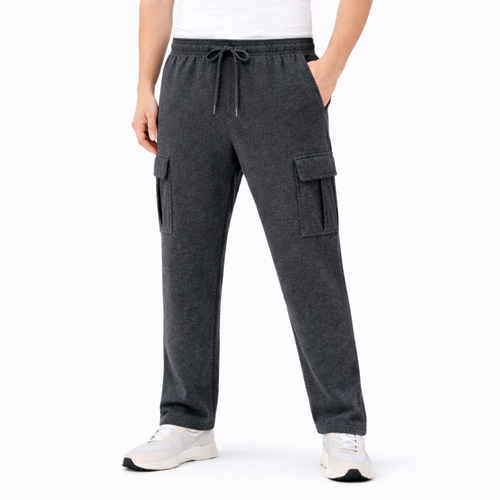 FIL Men's Cargo Fleece Track Pants - Dark Grey [Size: S]