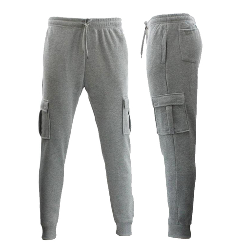 FIL Men's Cargo Fleece Track Pants Jogging Work Trouser - Light Grey [Size: XS]