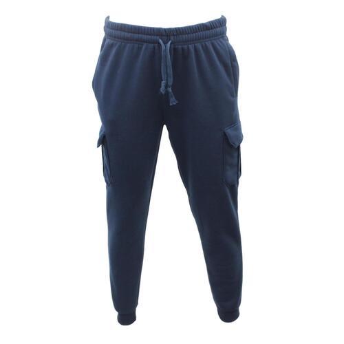 FIL Men's Cargo Fleece Track Pants Jogging Work Trouser - Navy [Size: S]