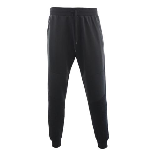 Men's Unisex Jogger Track Pants Casual Zipped Pockets - Black [Size: 2XL]