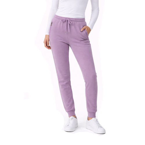 Women's Track Pants Soft Fleece Slim Cuff w Zipped Pockets - Lavender [Size: 8]