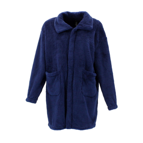 FIL Women's Fleece Zip Up Dressing Gown - Navy [Size: L]