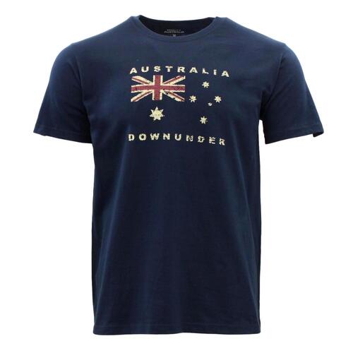 Adult T Shirt Souvenir 100% Cotton-Australia Down Under - Navy [Size: S]
