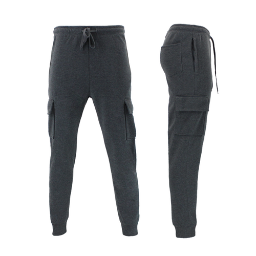FIL Men's Fleece Cargo Track Pants - Dark Grey [Size: S]