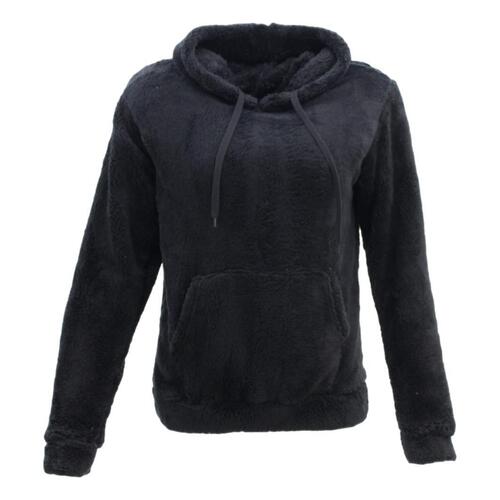 FIL Women's Teddy Fur Fleece Hoodie - Black [Size: 8]