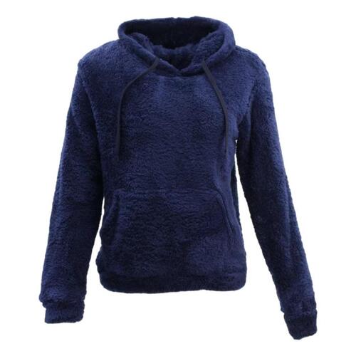 FIL Women's Teddy Fur Fleece Hoodie - Navy [Size: 8]