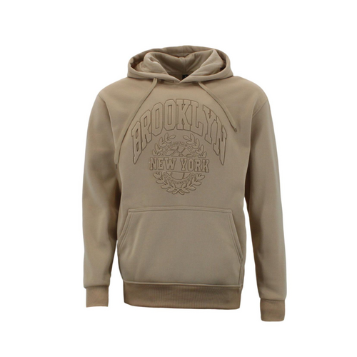 FIL Mens Embossed Fleece Hoodie - Brooklyn NY - Sand [Size: S]