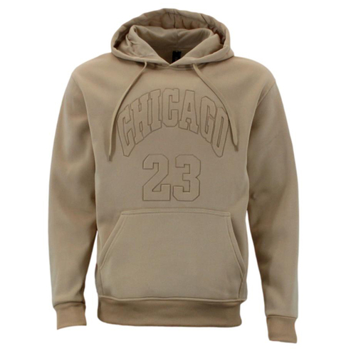 FIL Mens Embossed Fleece Hoodie - Chicago 23 - Sand [Size: S]