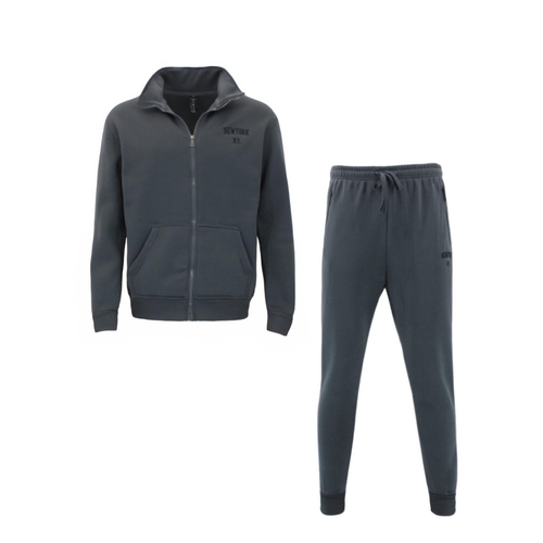 FIL Men's Flece Zip up Sweater Tracksuit Set - New York/Charcoal [Size: S]
