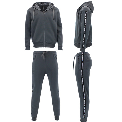 FIL Men's Fleece Zip up Hoodie Tracksuit Set - BROOKLYN/Charcoal [Size: S]
