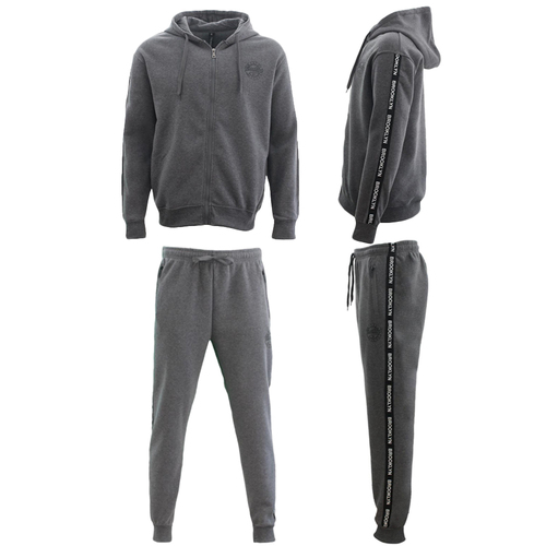 FIL Men's Fleece Zip up Hoodie Tracksuit Set - BROOKLYN/Dark Grey [Size: S]