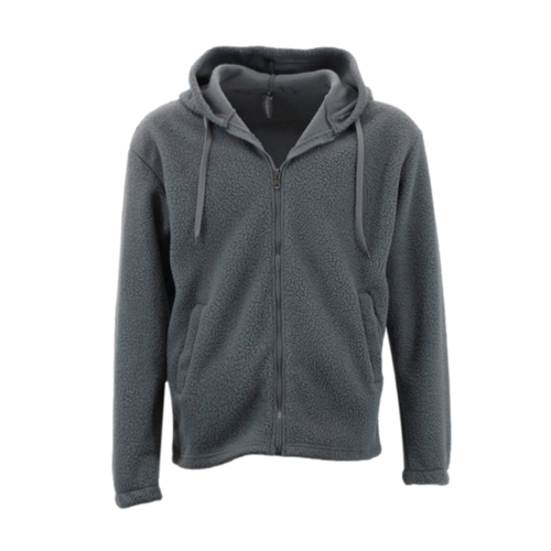 FIL Men's Teddy Fleece Zip up Hoodie - Dark Grey [Size: S]