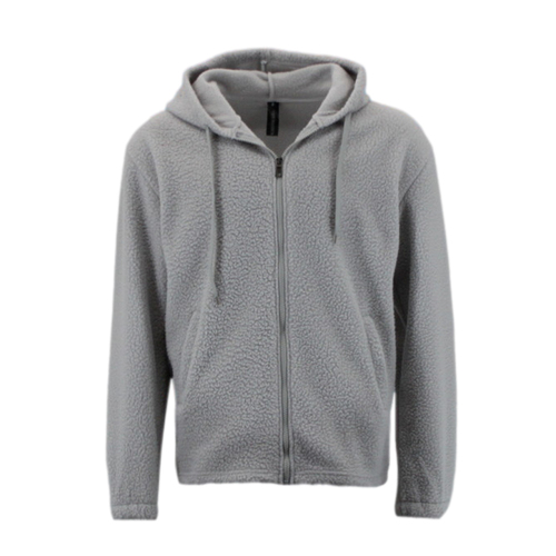 FIL Men's Teddy Fleece Zip up Hoodie - Light Grey [Size: S]