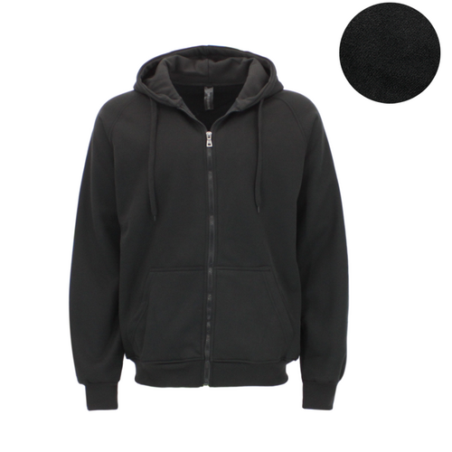 FIL Men's Thick Full Zip Fleece Hoodie Jacket - Black [Size: S]