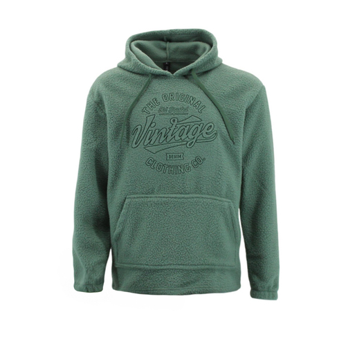 FIL Men's  Teddy Fleece Embossed Hoodie - Vintage - Fern Green [Size: S]
