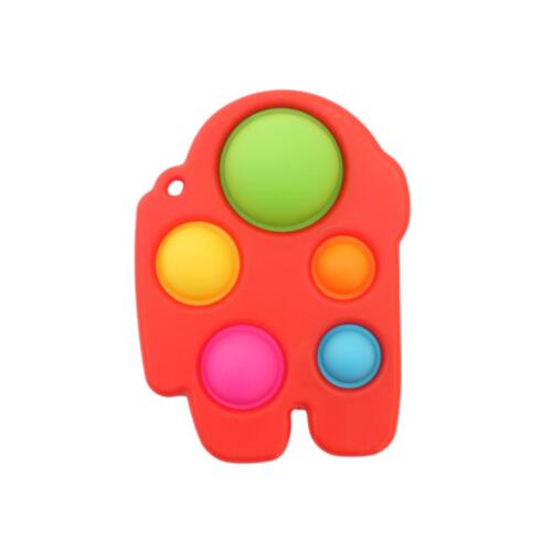 Pop Fidget Toy Simple Dimple Bubble Key Chain Sensory Toy Stress Relief  - [Among Us 5 Bubble (Red)]