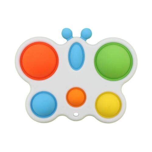 Pop Fidget Toy Simple Dimple Bubble Key Chain - [Butterfly 6 Bubble - White]