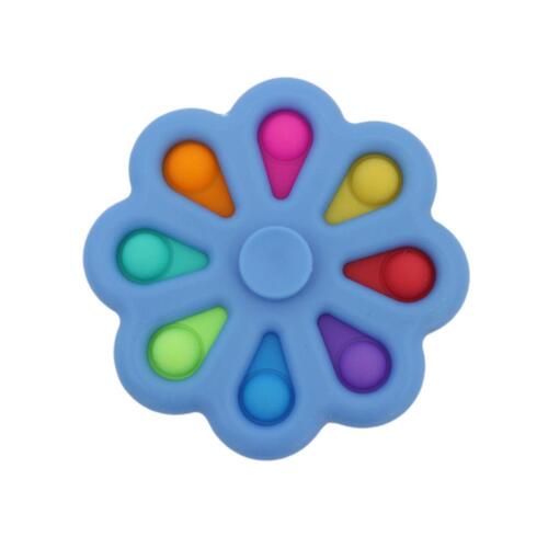 Pop Fidget Toy Simple Dimple Bubble Key Chain - [8 Mini Bubble Spinner - Blue]