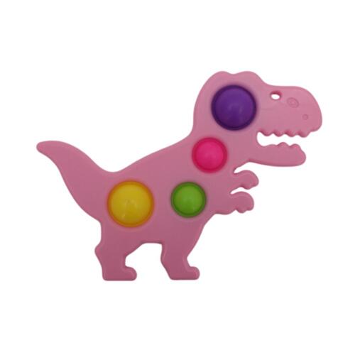 Pop Fidget Toy Simple Dimple Bubble Key Chain - [Dinosaur 4 Bubble (Pink)]