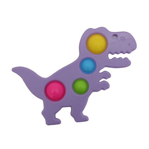 Pop Fidget Toy Simple Dimple Bubble Key Chain - [Dinosaur 4 Bubble (Purple)]