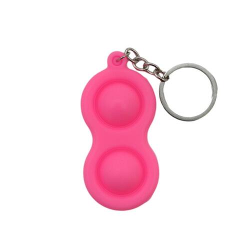Pop Fidget Toy Simple Dimple Bubble Key Chain - [Key Chain 2 Bubble - Pink]