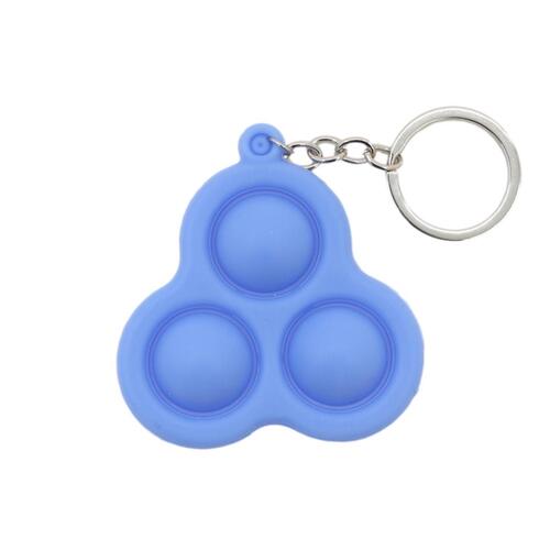 Pop Fidget Toy Simple Dimple Bubble Key Chain - [Key Chain 3 Bubble - Blue]