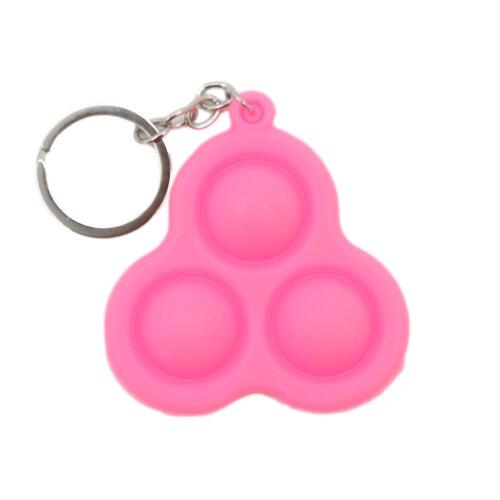 Pop Fidget Toy Simple Dimple Bubble Key Chain - [Key Chain 3 Bubble - Pink]