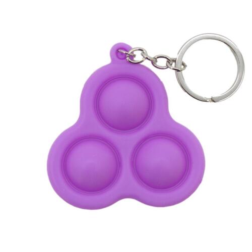 Pop Fidget Toy Simple Dimple Bubble Key Chain - [Key Chain 3 Bubble - Purple]