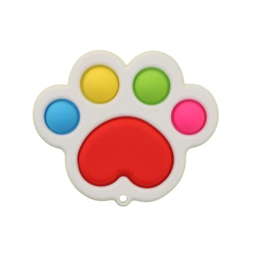Pop Fidget Toy Simple Dimple Bubble Key Chain Sensory Toy Stress Relief  - [Paw Print 5 Bubble (White)]