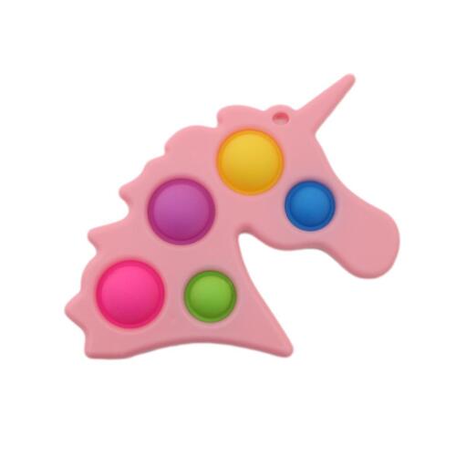 Pop Fidget Toy Simple Dimple Bubble Key Chain Sensory Toy Stress Relief  - [Unicorn 5 Bubble (Pink)]