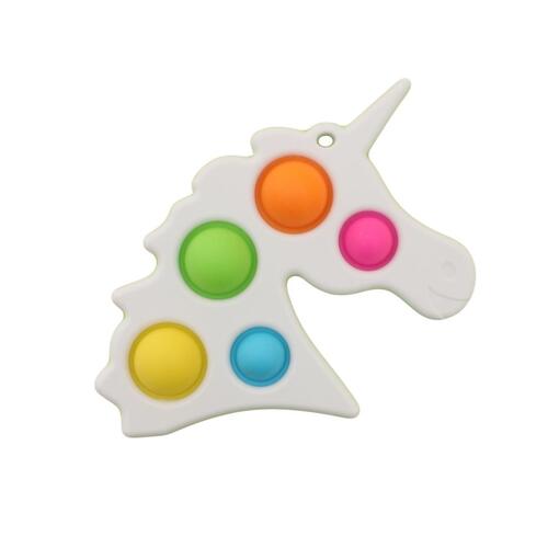 Pop Fidget Toy Simple Dimple Bubble Key Chain Sensory Toy Stress Relief  - [Unicorn 5 Bubble (White)]