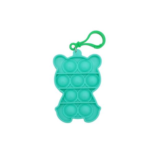 Mini Pop It Push Pop Bubble Fidget Toy Key Chain - [Bear - Green]