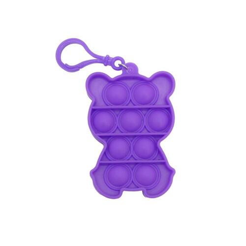 Mini Pop It Push Pop Bubble Fidget Toy Key Chain - [Bear - Purple]