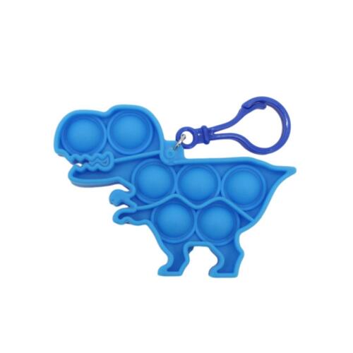 Mini Pop It Push Pop Bubble Fidget Toy Key Chain - [Dinosaur - Blue]