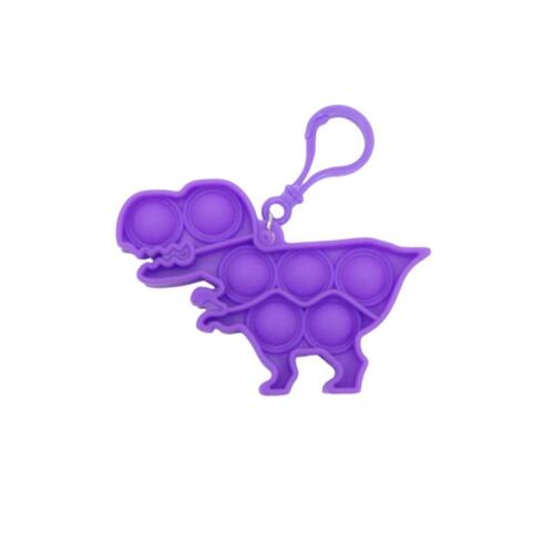 Mini Pop It Push Pop Bubble Fidget Toy Key Chain - [Dinosaur - Purple]