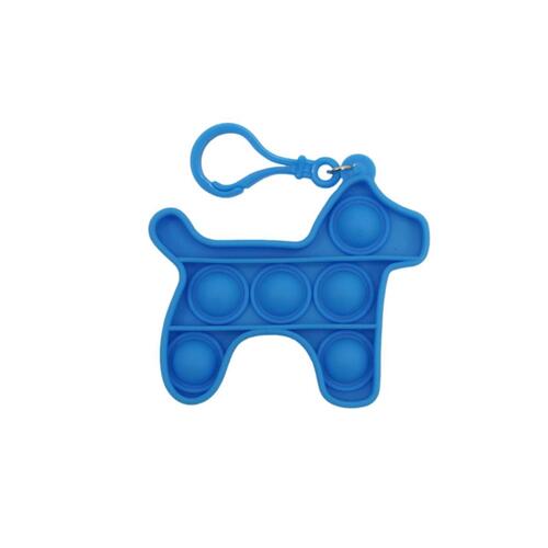 Mini Pop It Push Pop Bubble Fidget Toy Key Chain - [Dog - Dark Blue]
