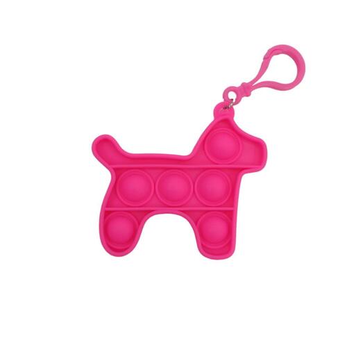 Mini Pop It Push Pop Bubble Fidget Toy Key Chain - [Dog - Hot Pink]